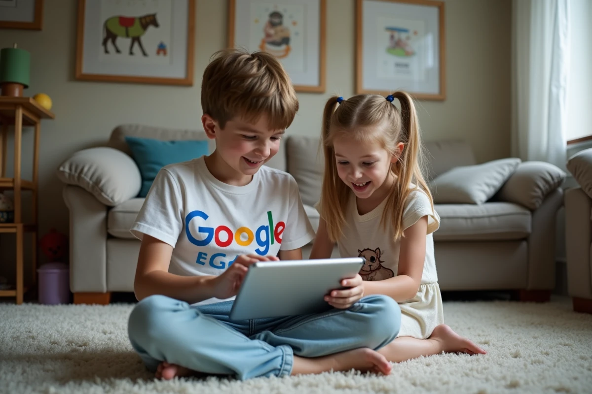 Adolescent montrant un easter egg Google à sa sœur