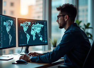 Analyste cybersécurité concentré devant plusieurs écrans
