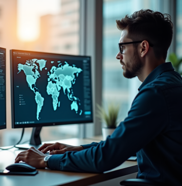 Analyste cybersécurité concentré devant plusieurs écrans