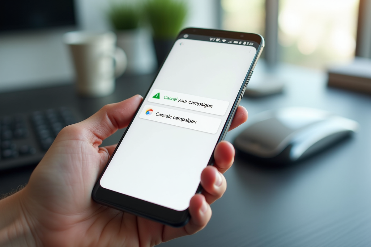 Smartphone affichant la confirmation d