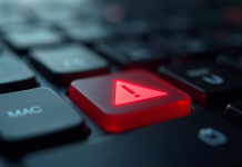 Clavier d'ordinateur avec touche d'alerte rouge sécurité