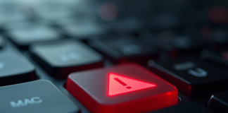 Clavier d'ordinateur avec touche d'alerte rouge sécurité