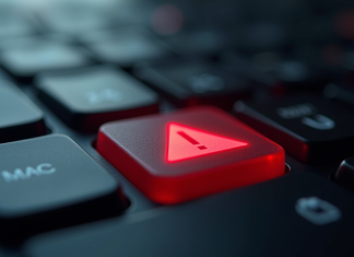 Clavier d'ordinateur avec touche d'alerte rouge sécurité
