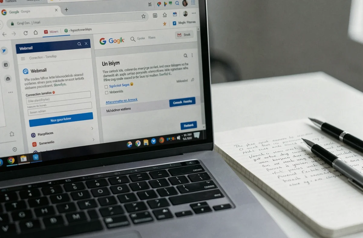 Écran d'ordinateur avec message d'erreur webmail EDF et onglet alternatif Gmail ouvert comme solution de contournement