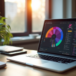 Espace de travail moderne avec un outil no-code sur un ordinateur portable