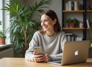 Impact du réseau sur notre quotidien : meilleures pratiques pour le gérer Femme souriante travaillant sur son ordinateur à la maison