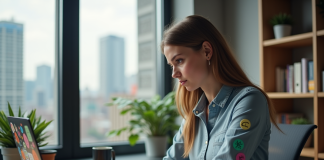 Langage des API Web : quelles langues utilisées pour les API Internet ? Jeune femme au bureau travaillant sur un ordinateur portable