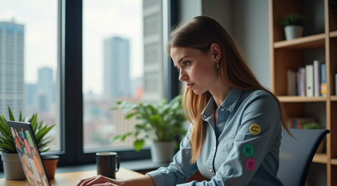 Langage des API Web : quelles langues utilisées pour les API Internet ? Jeune femme au bureau travaillant sur un ordinateur portable