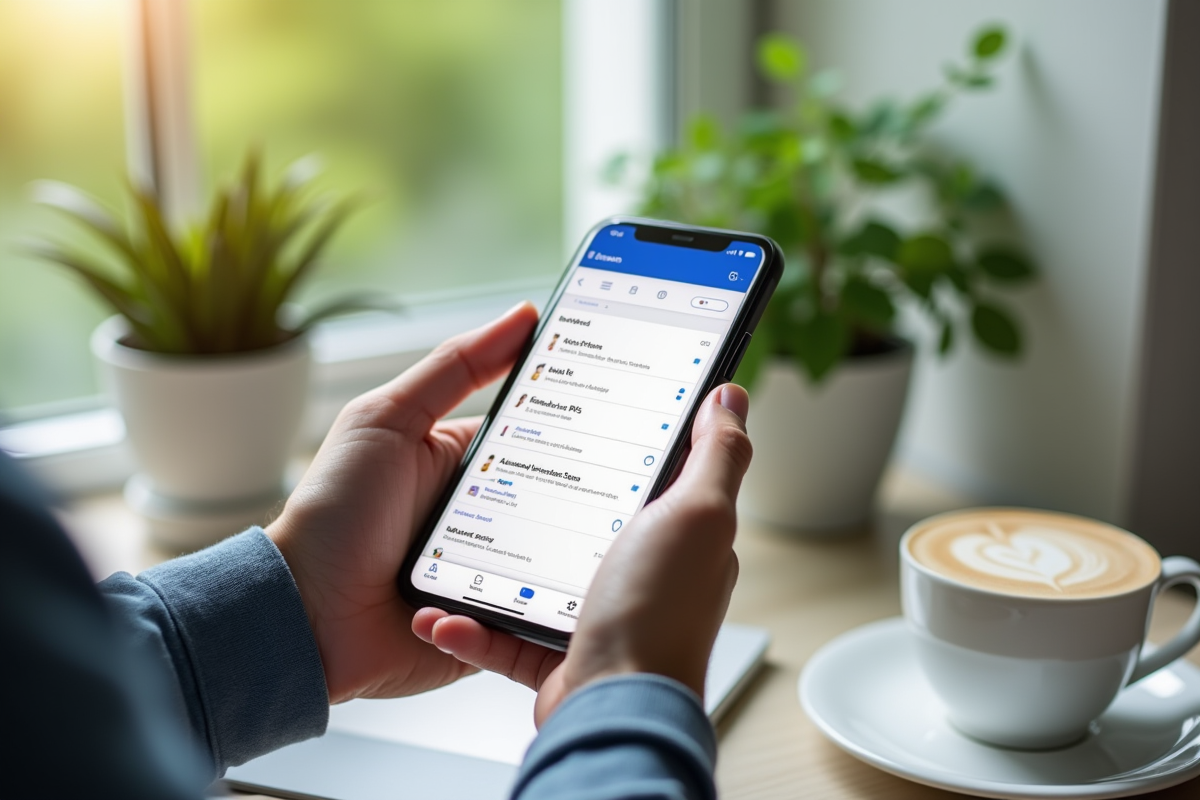 Mains tenant un smartphone avec flux RSS activé dans Chrome