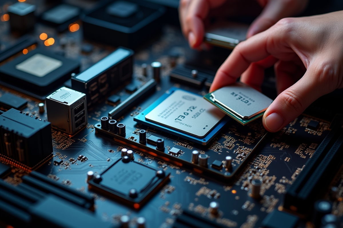 Installation CPU Intel et Ryzen sur une carte mère en montage précis