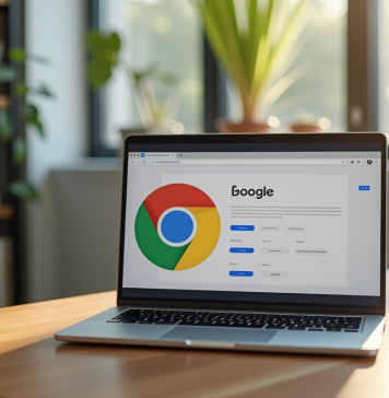 Activer le flux RSS dans Chrome : astuces et manipulation facile Ordinateur portable sur un bureau en bois avec flux RSS