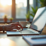 Main sur un ordinateur pour mettre en pause une campagne Google Ads