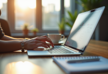 Main sur un ordinateur pour mettre en pause une campagne Google Ads