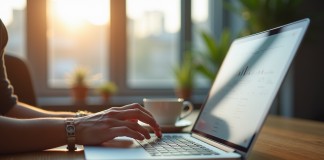 Main sur un ordinateur pour mettre en pause une campagne Google Ads