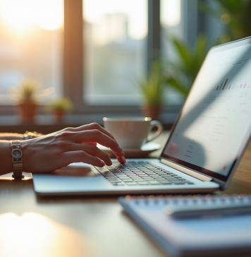 Main sur un ordinateur pour mettre en pause une campagne Google Ads